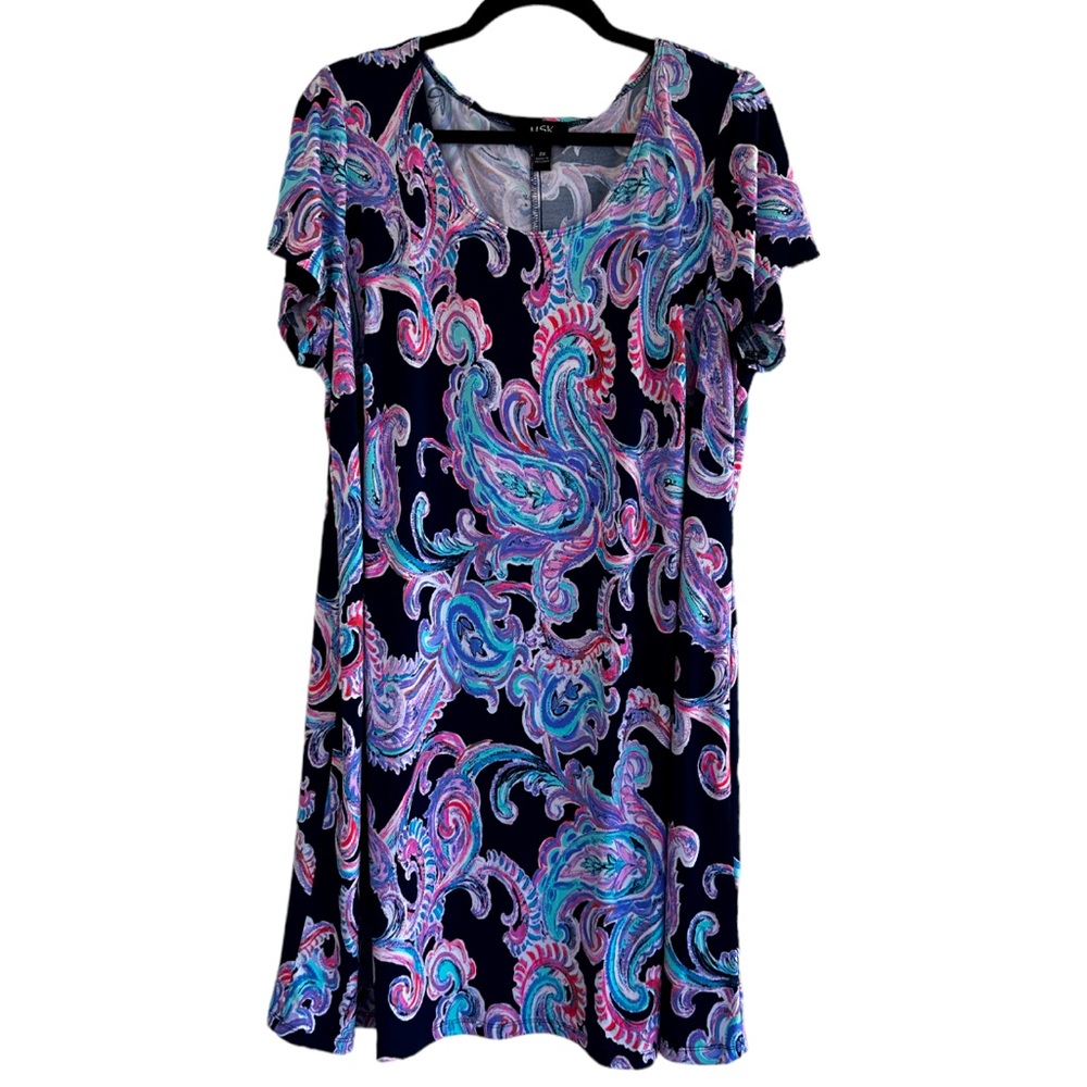 MSK Short Sleeve Paisley Sleep Dress Plus Size